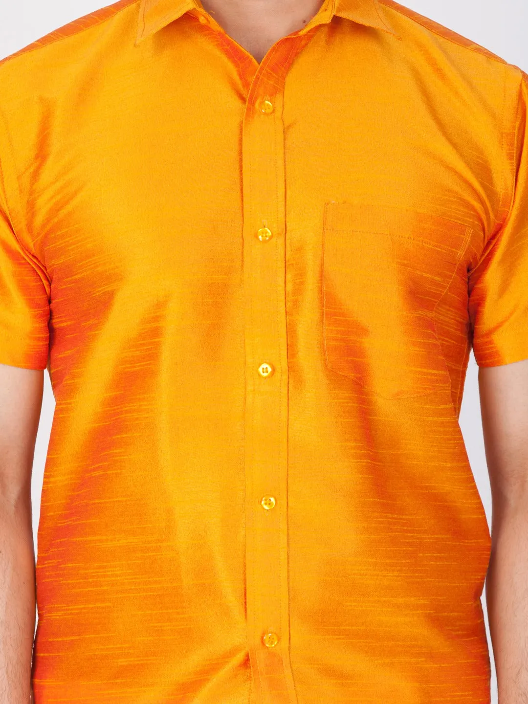 Jashvi Orange Silk Blend Baap Beta Shirt set