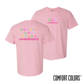 Lambda Chi Comfort Colors Candy Hearts Short Sleeve Tee