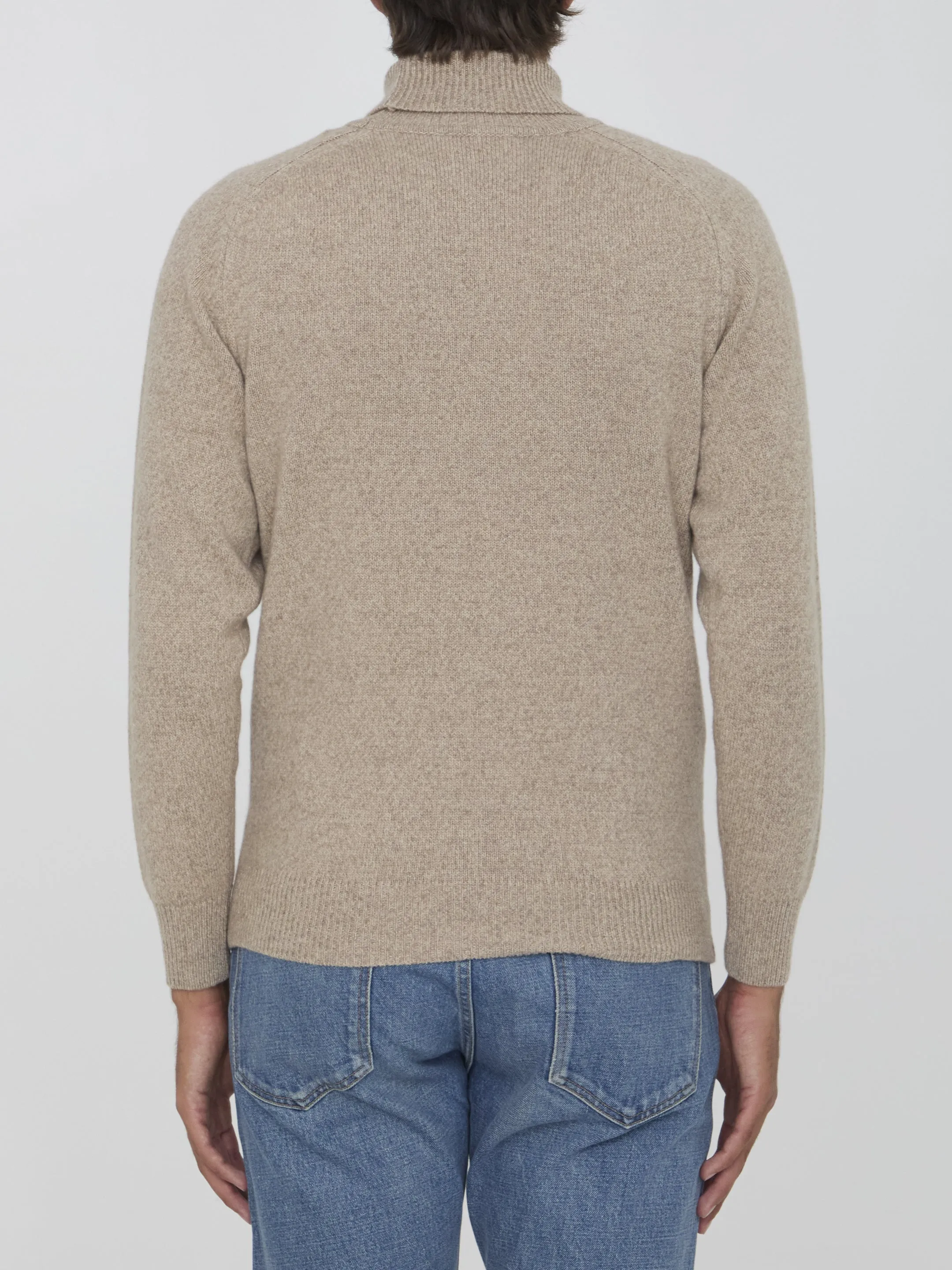 Lardini Cashmere Turtleneck Sweater In Beige