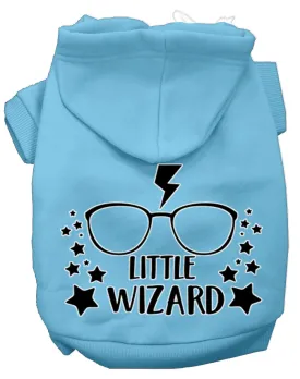 Little Wizard Screen Print Dog Hoodie Baby Blue L