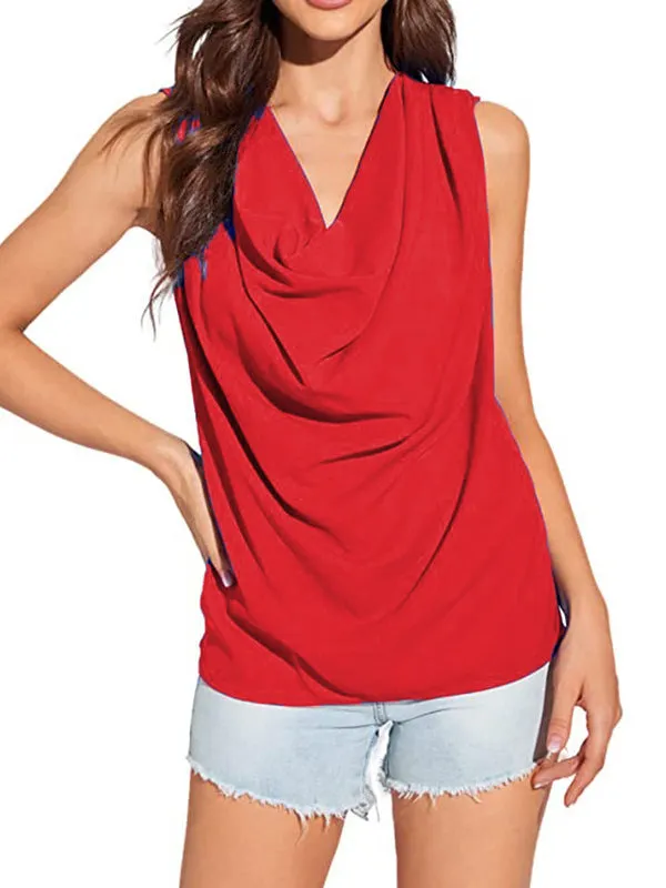 Loose Sleeveless Solid Color V-Neck Vest Top