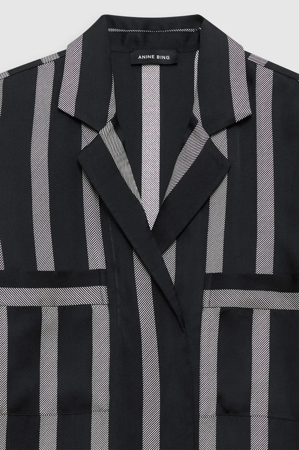 Lynette Shirt - Black Herringbone Stripe