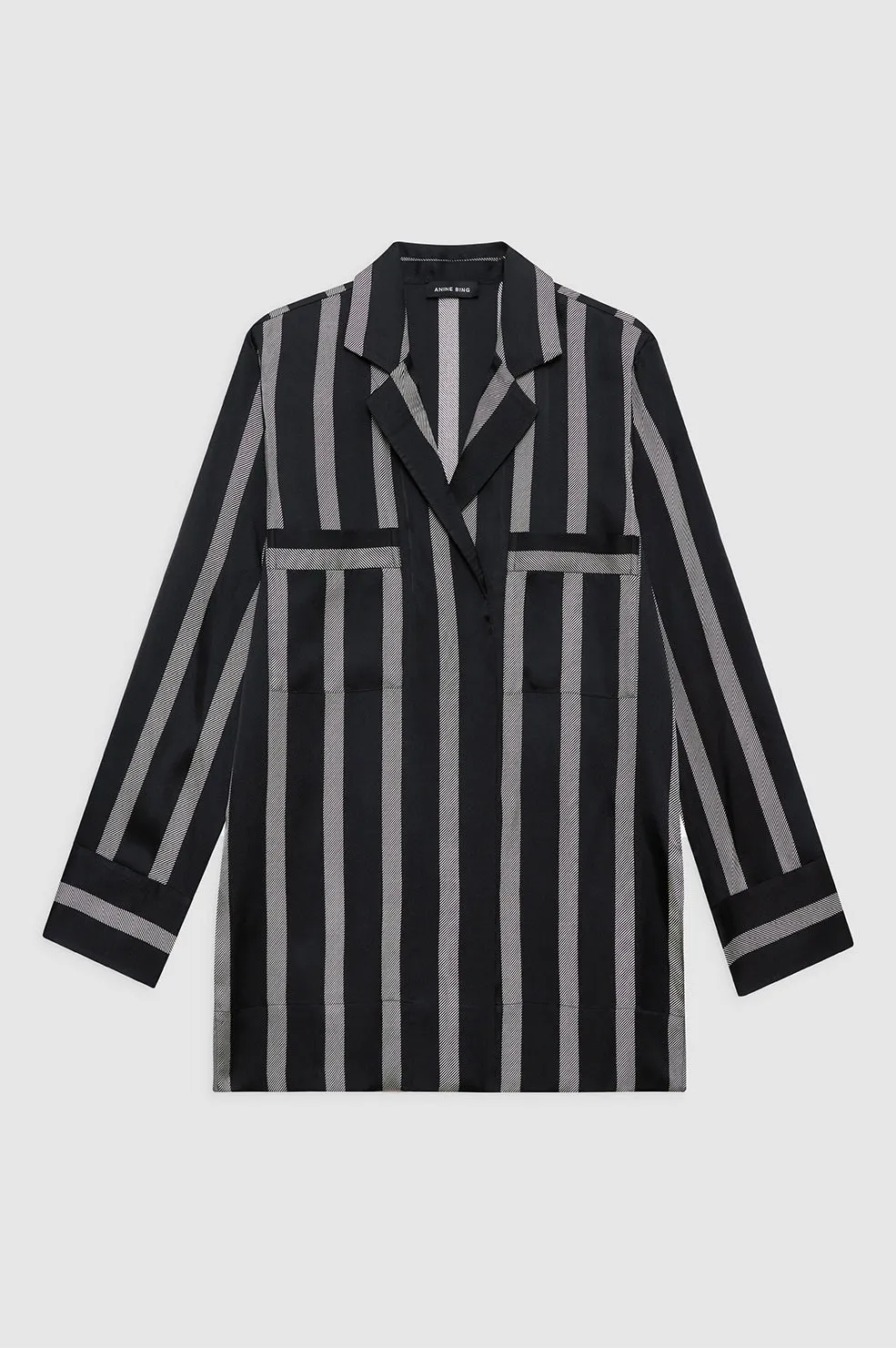 Lynette Shirt - Black Herringbone Stripe