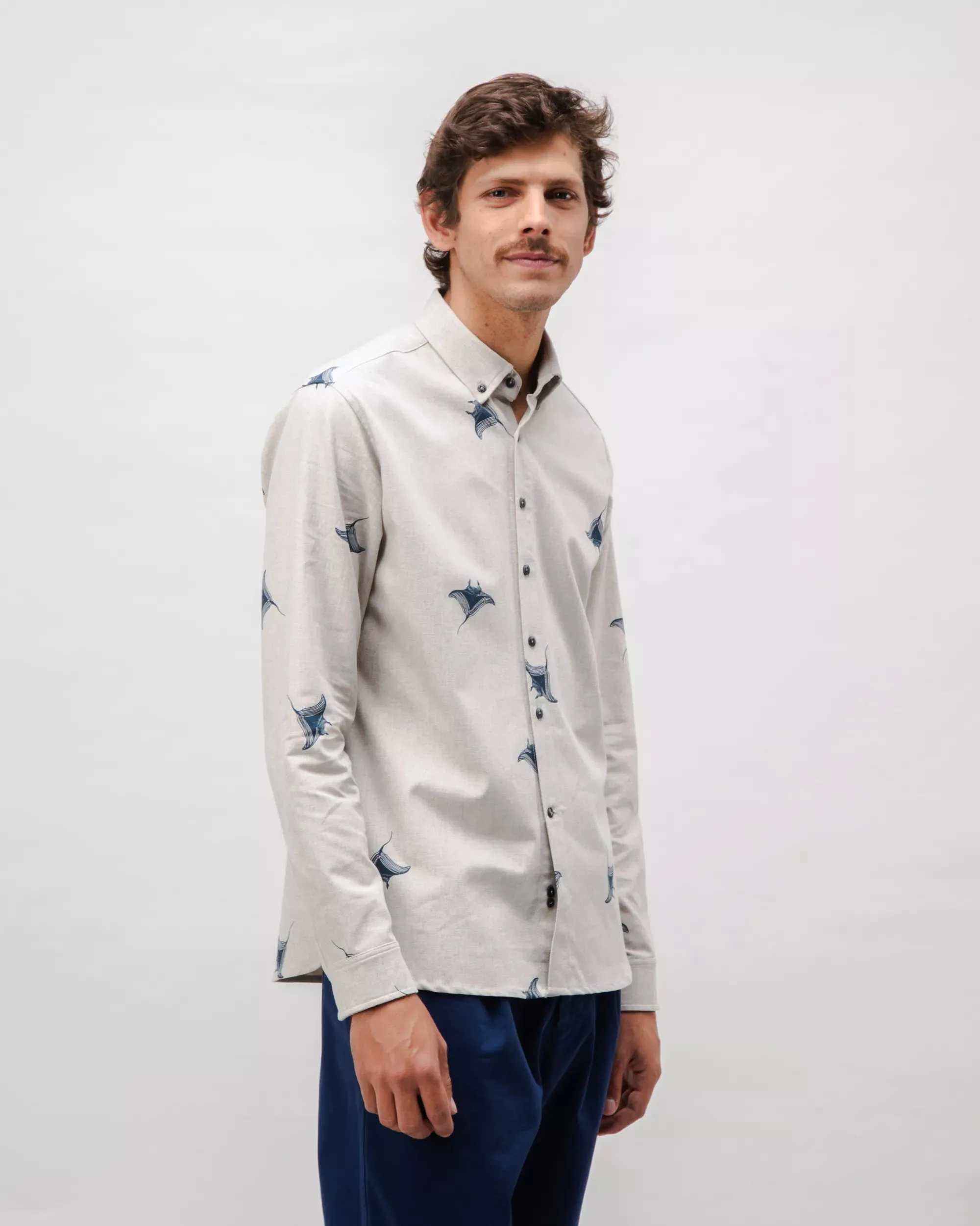 Manta Ray Flannel Shirt Grey