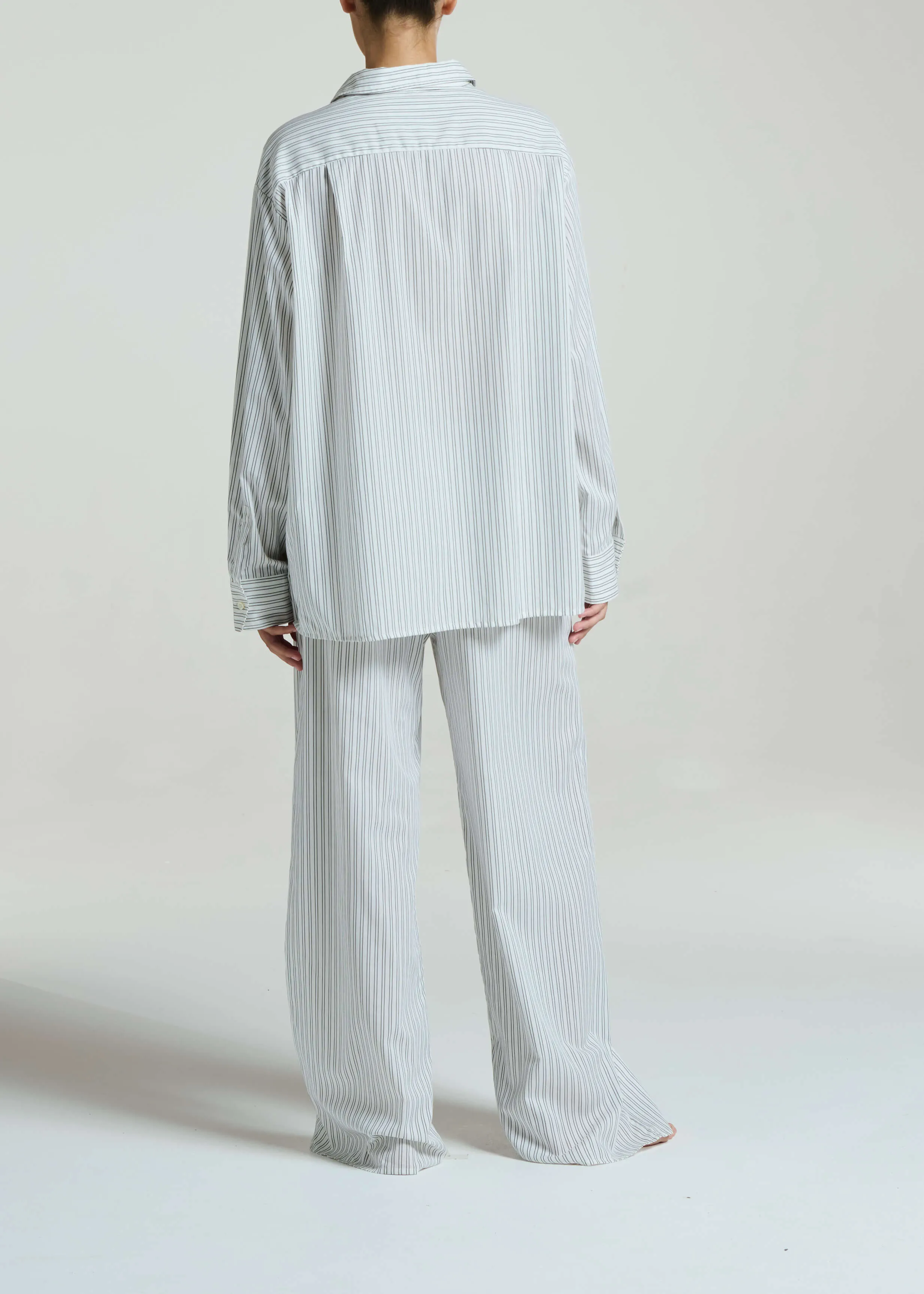 Maya Shirt White Charcoal Stripe Cotton Viscose