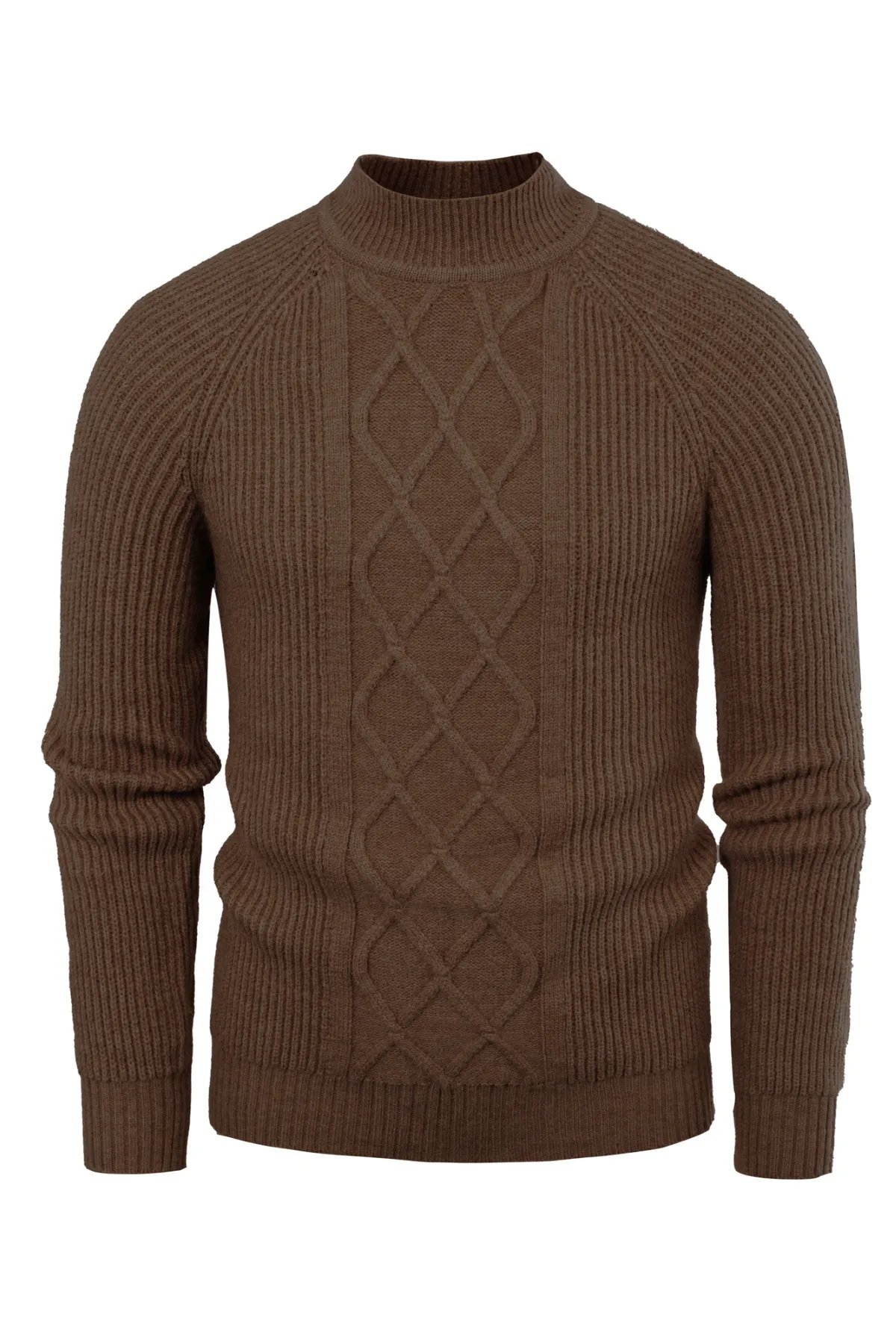 Men's Mock Neck Sweater Casual Cable Twisted Knitted Pullover Sweater