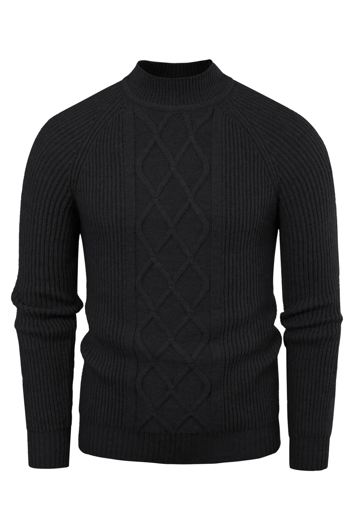 Men's Mock Neck Sweater Casual Cable Twisted Knitted Pullover Sweater