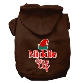 Middle Elf Screen Print Dog Hoodie Brown M