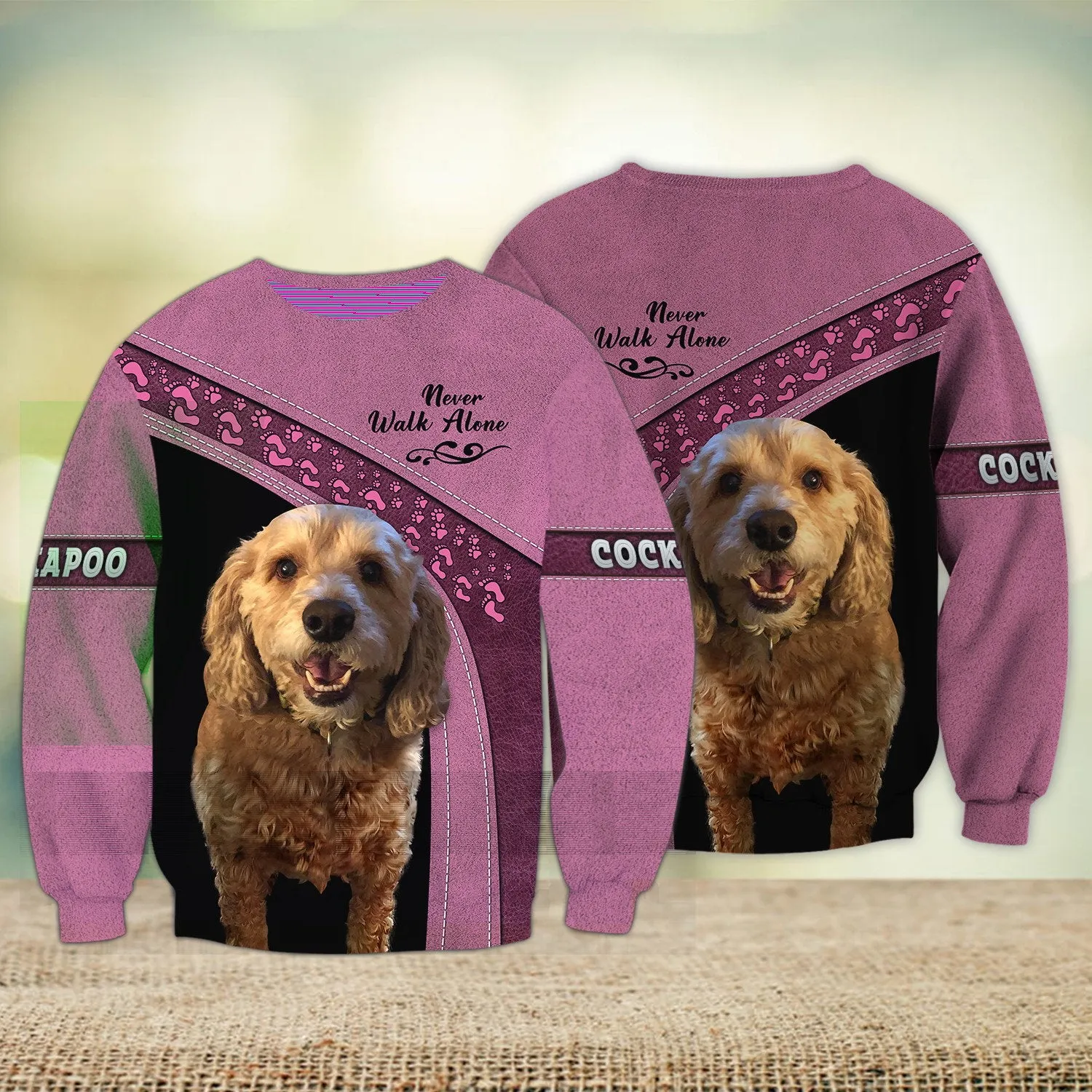 Miniature Poodle Love Never Walk Alone 3D Full Print Shirts, Sweatshirt for Loss of Dog Christmas