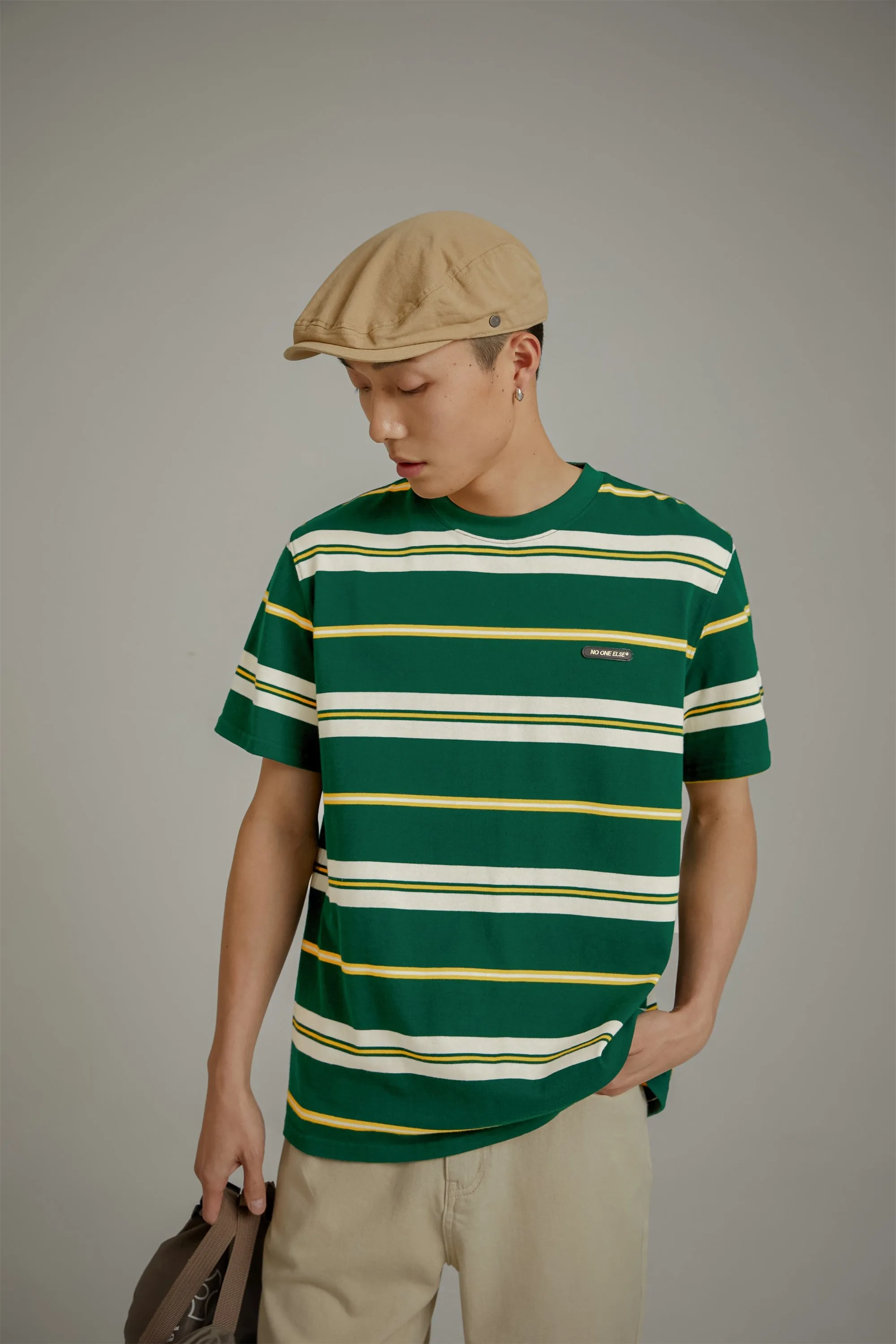 Multi-Color Striped Loose-Fit Short Sleeve T-Shirt