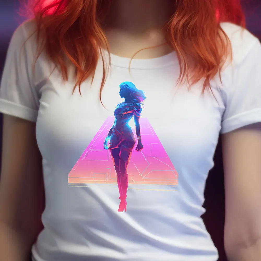 Neon Net Girl T-Shirt | Cyberpunk T-Shirt für Frauen