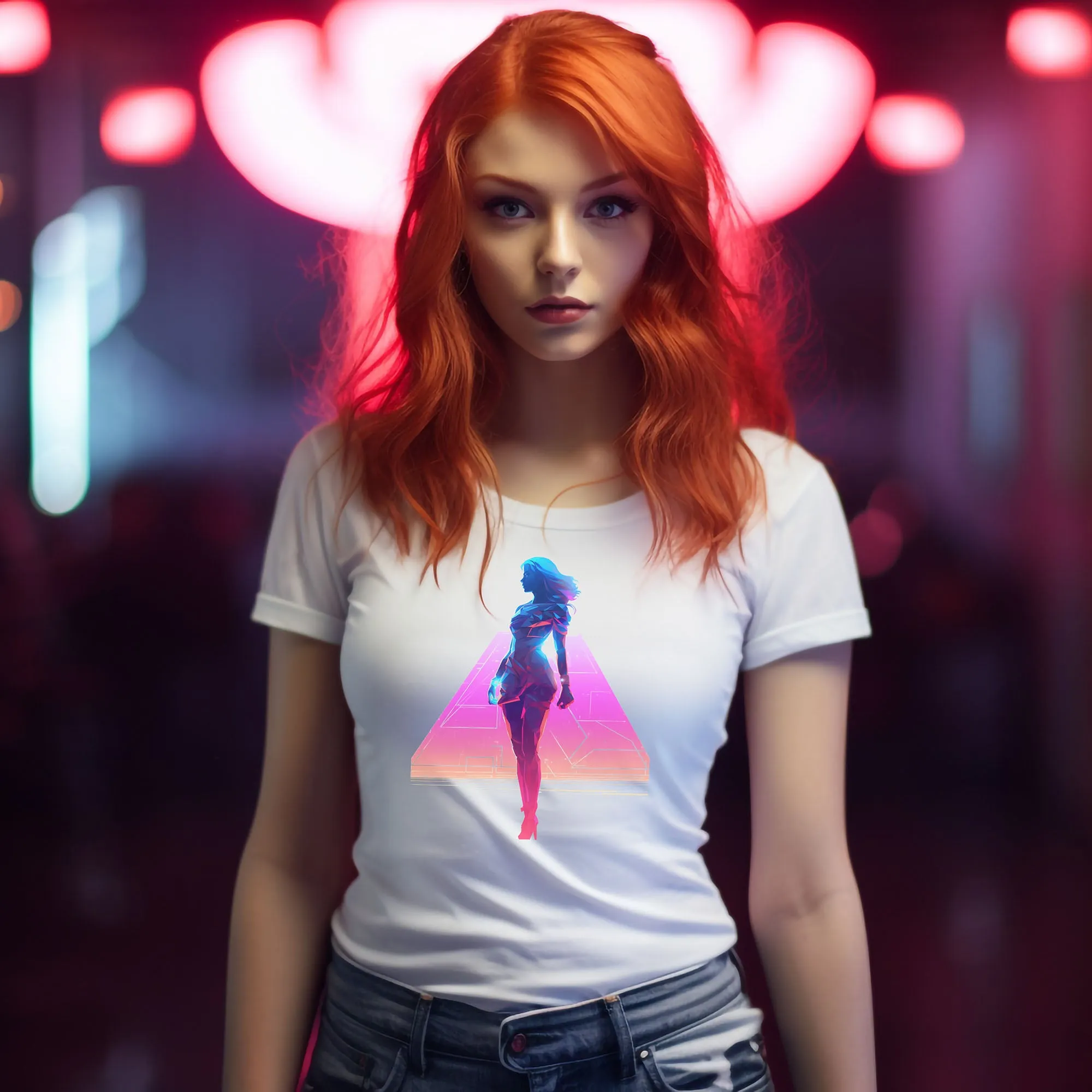 Neon Net Girl T-Shirt | Cyberpunk T-Shirt für Frauen