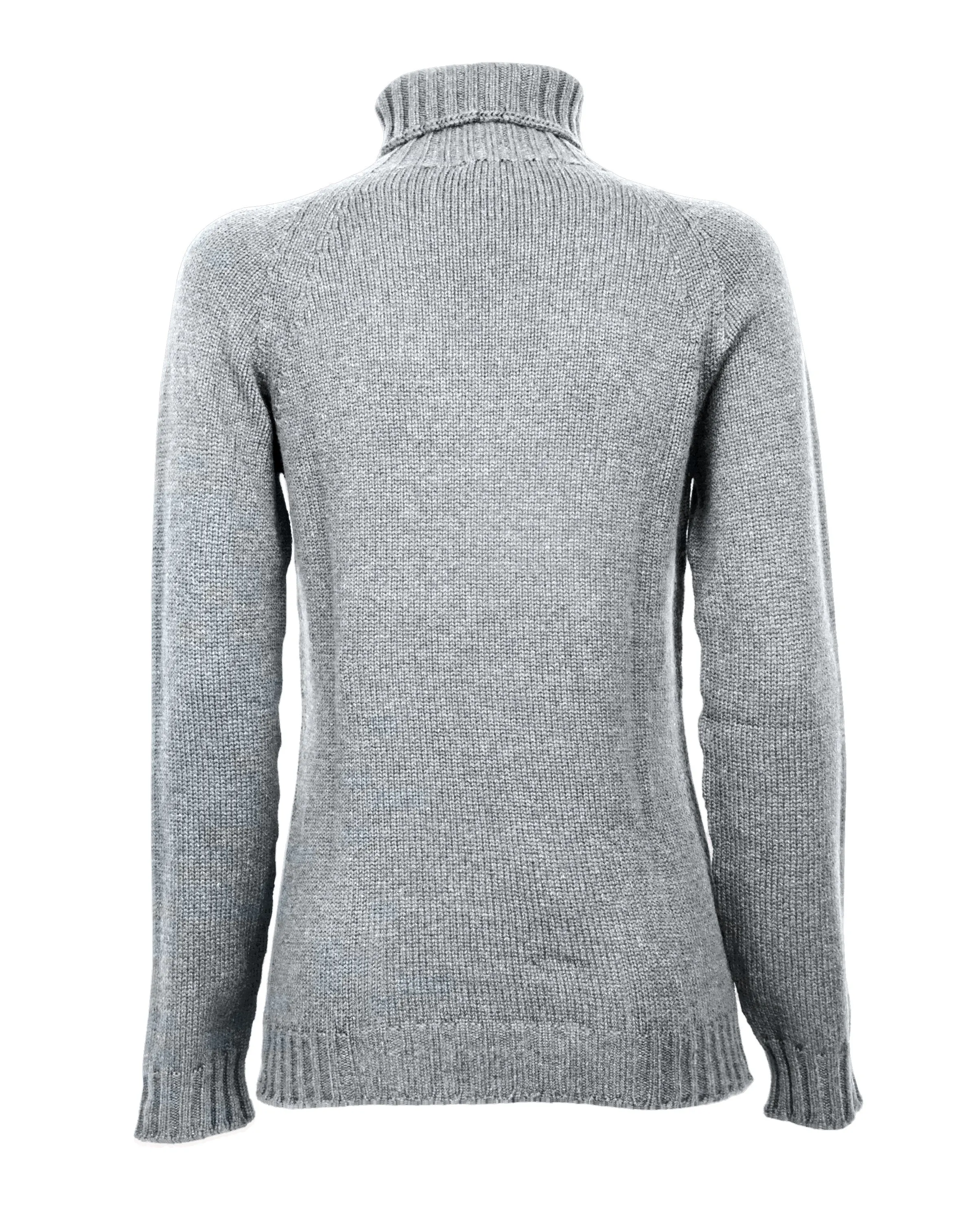 NEW FALL 24 - Women's Cashmere Raglan Sleeve Turtleneck Sweater Melange Gray