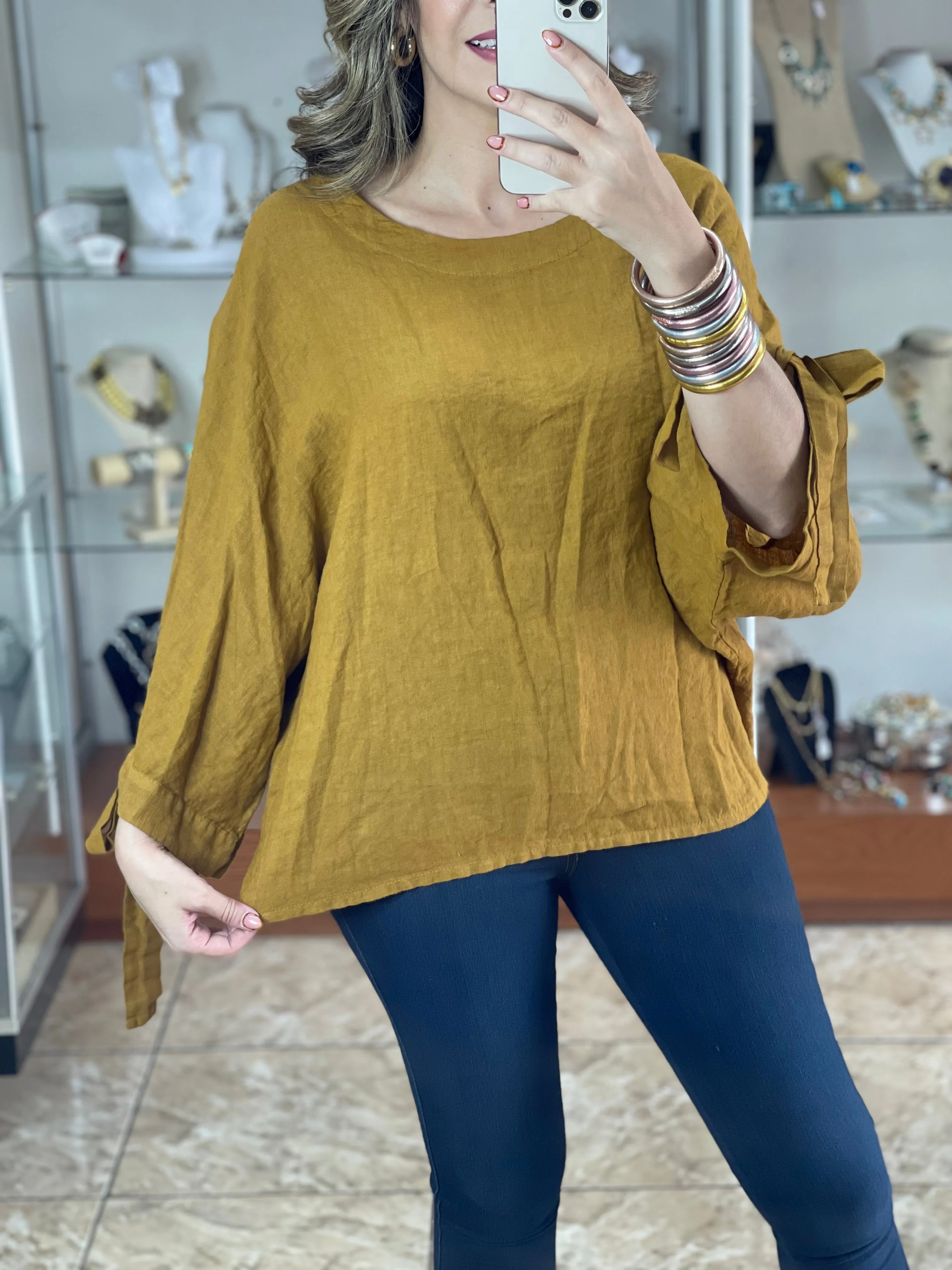 Open Sleeves Linen OS Top