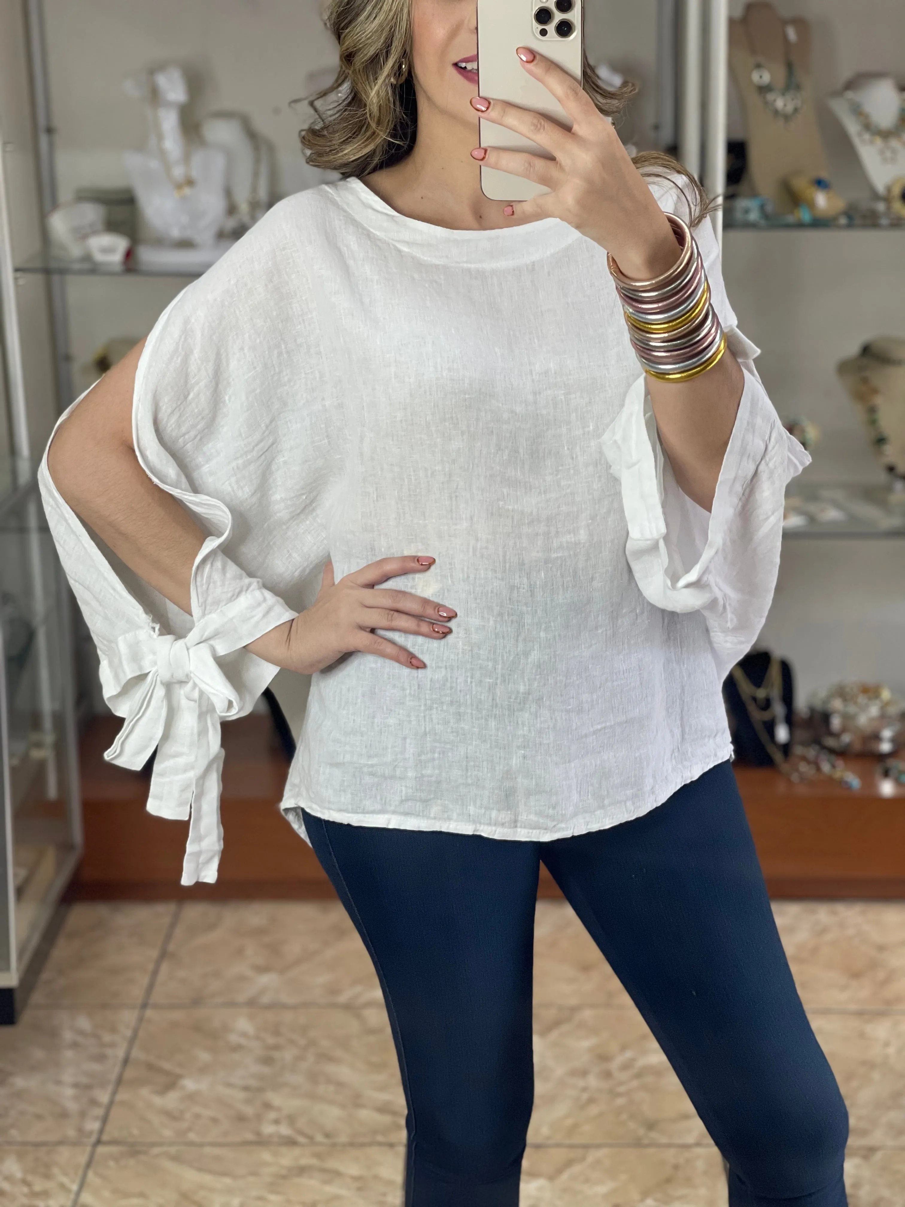 Open Sleeves Linen OS Top