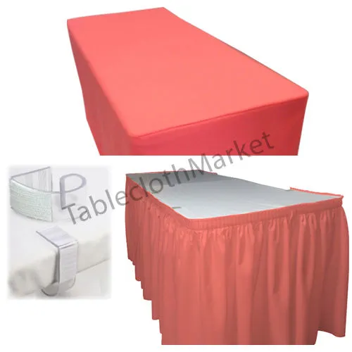 POLYESTER PLEATED TABLE SET SKIRT skirting 21' Ft   clip   Topper Media Day