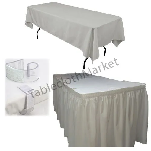 POLYESTER PLEATED TABLE SET SKIRT skirting 21' Ft   clip   Topper Media Day