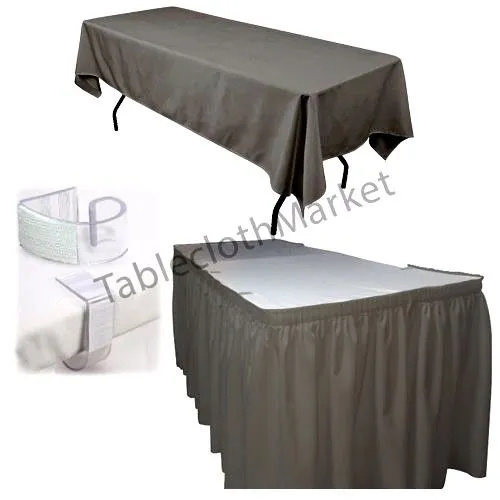 POLYESTER PLEATED TABLE SET SKIRT skirting 21' Ft   clip   Topper Media Day