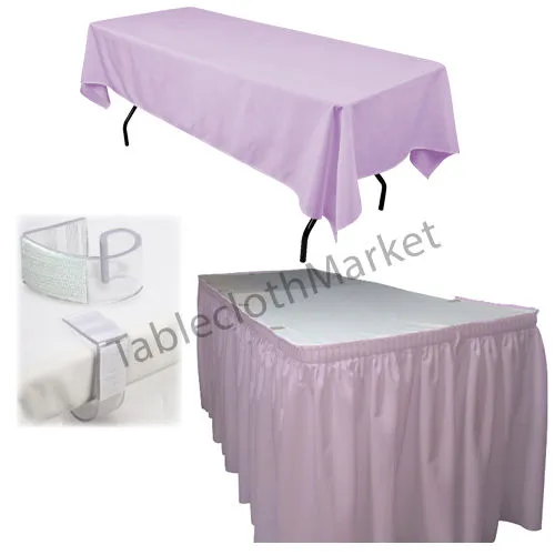 POLYESTER PLEATED TABLE SET SKIRT skirting 21' Ft   clip   Topper Media Day