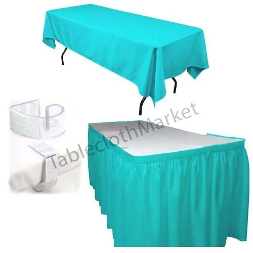 POLYESTER PLEATED TABLE SET SKIRT skirting 21' Ft   clip   Topper Media Day