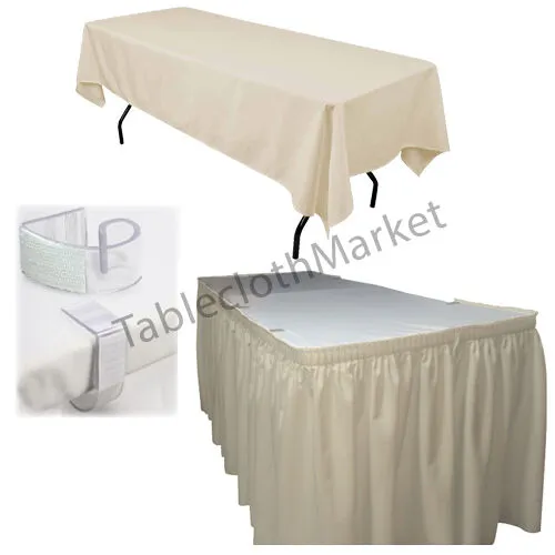 POLYESTER PLEATED TABLE SET SKIRT skirting 21' Ft   clip   Topper Media Day