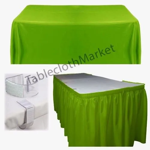 POLYESTER PLEATED TABLE SET SKIRT skirting 21' Ft   clip   Topper Media Day