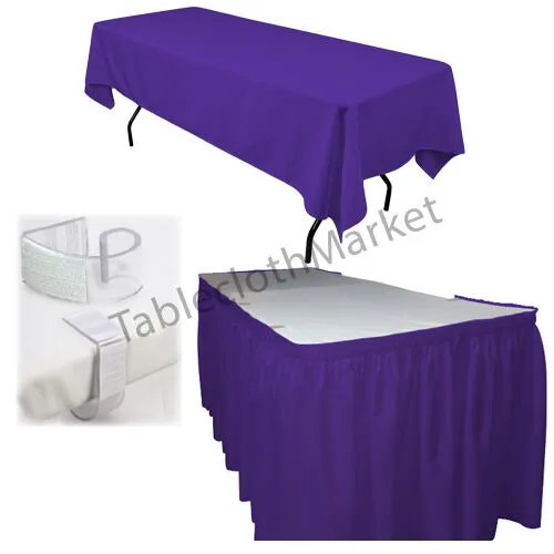 POLYESTER PLEATED TABLE SET SKIRT skirting 21' Ft   clip   Topper Media Day