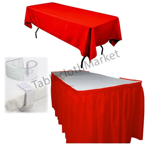 POLYESTER PLEATED TABLE SET SKIRT skirting 21' Ft   clip   Topper Media Day