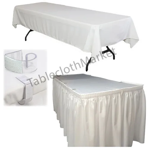 POLYESTER PLEATED TABLE SET SKIRT skirting 21' Ft   clip   Topper Media Day