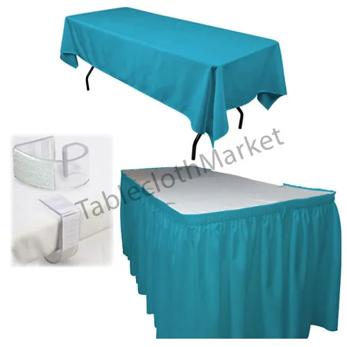 POLYESTER PLEATED TABLE SET SKIRT skirting 21' Ft   clip   Topper Media Day