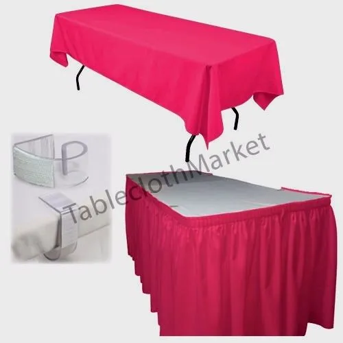 POLYESTER PLEATED TABLE SET SKIRT skirting 21' Ft   clip   Topper Media Day