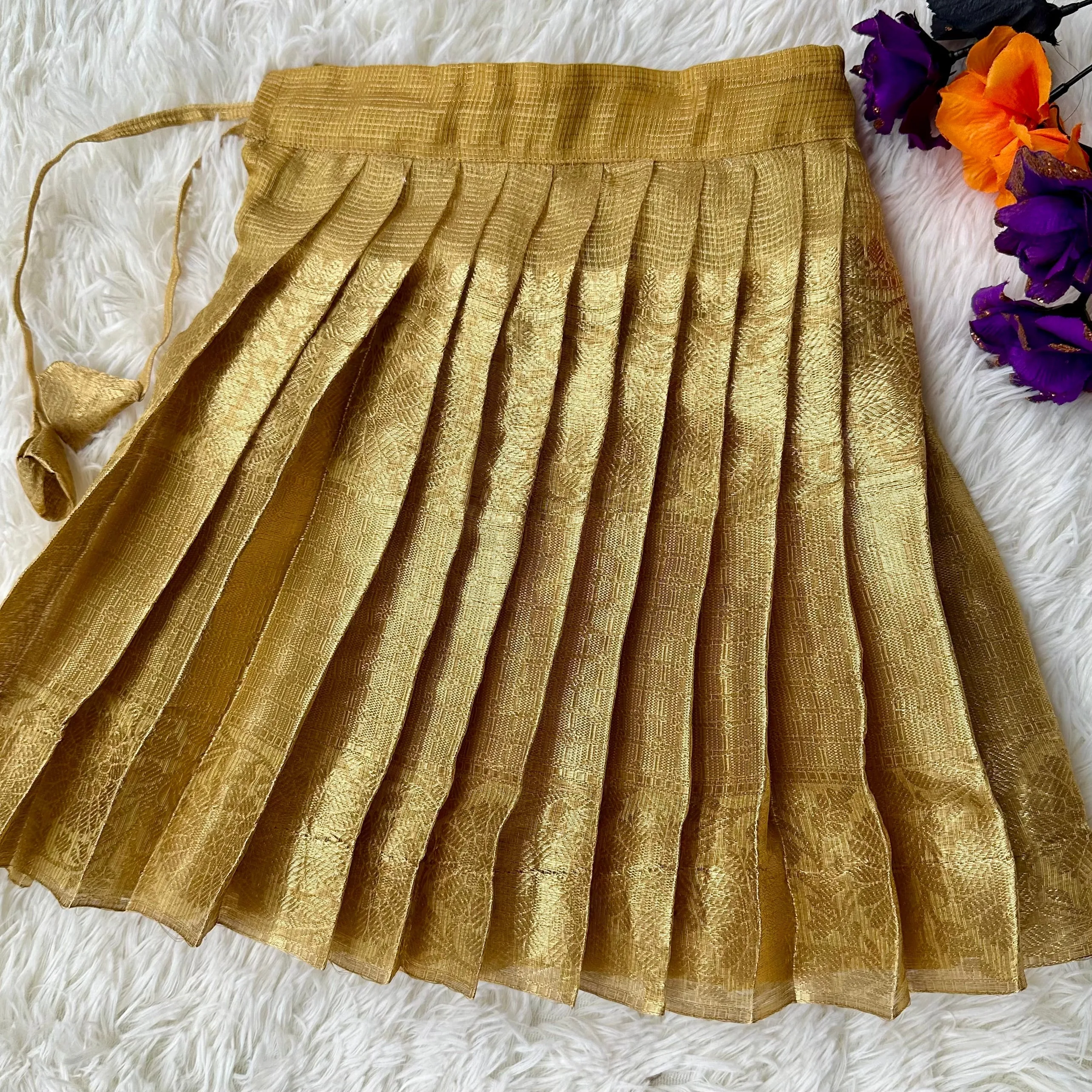 PRE ORDER : Golden Glow: Tissue Crop Top and Skirt Set with Aari Work