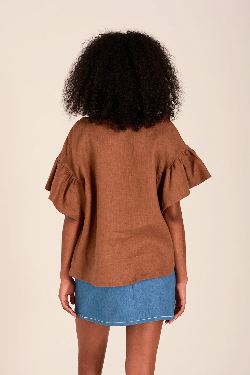 Raffi Top Cocoa Brown Linen