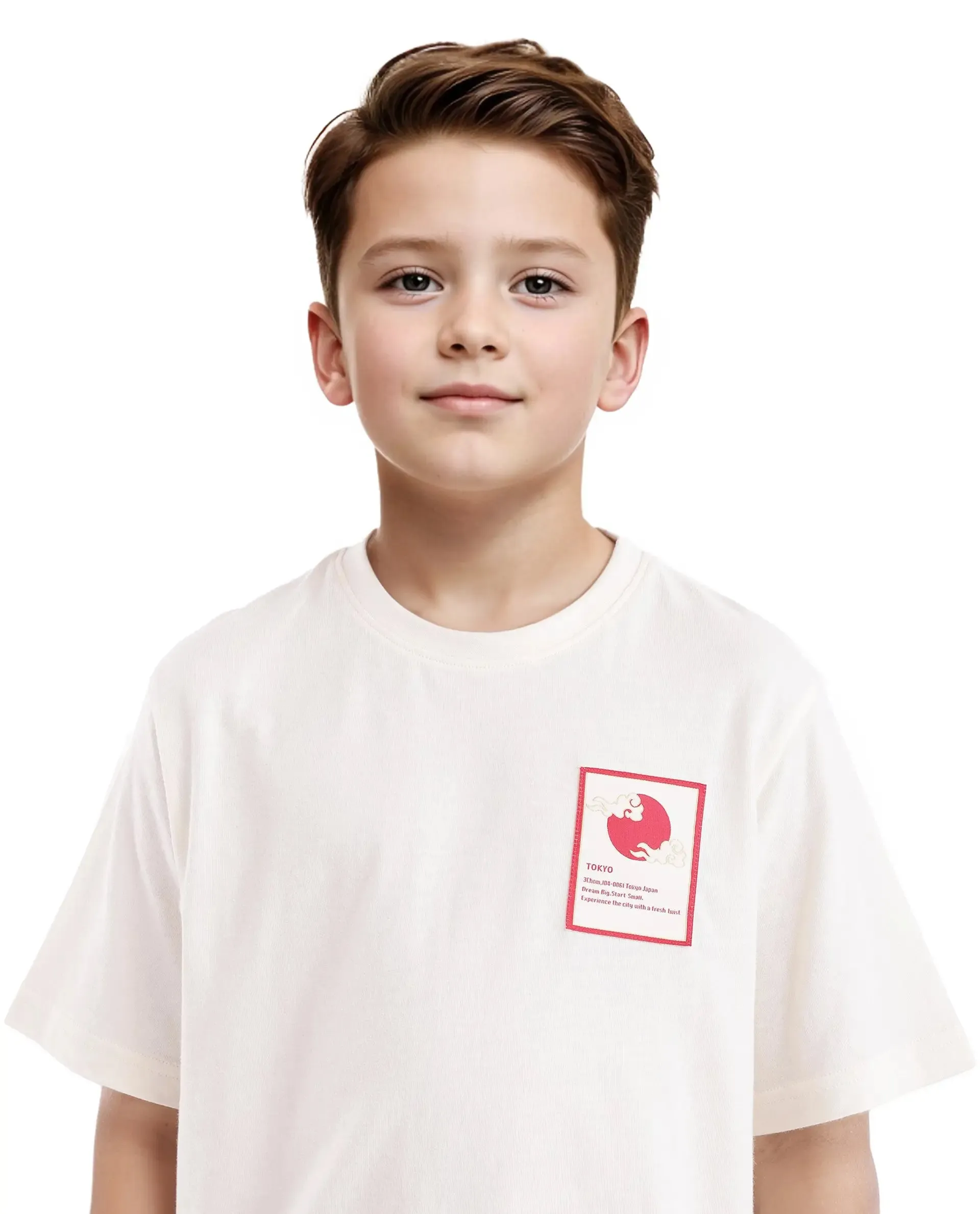 Rare Ones Kids Citz Off White Cotton Short Sleeve Crew Neck Solid T-Shirt