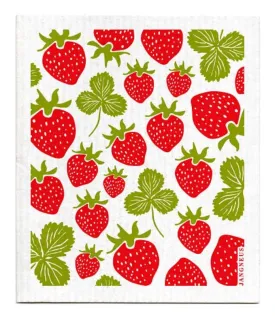 Red Strawberries Swedish Dishcloth