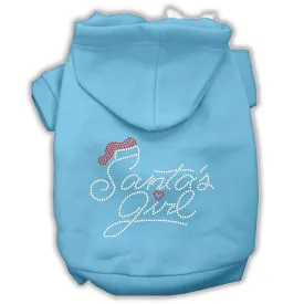 Santa's Girl Rhinestone Dog Hoodie Baby Blue M (12)