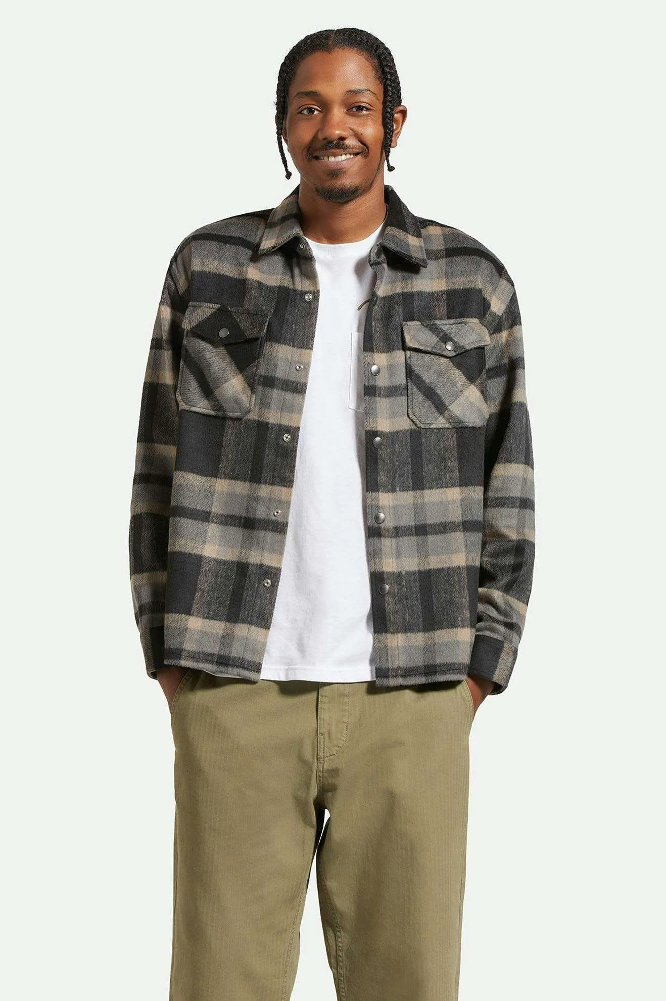 Selden Soft Brushed L/S Flannel Overshirt - Black/Charcoal