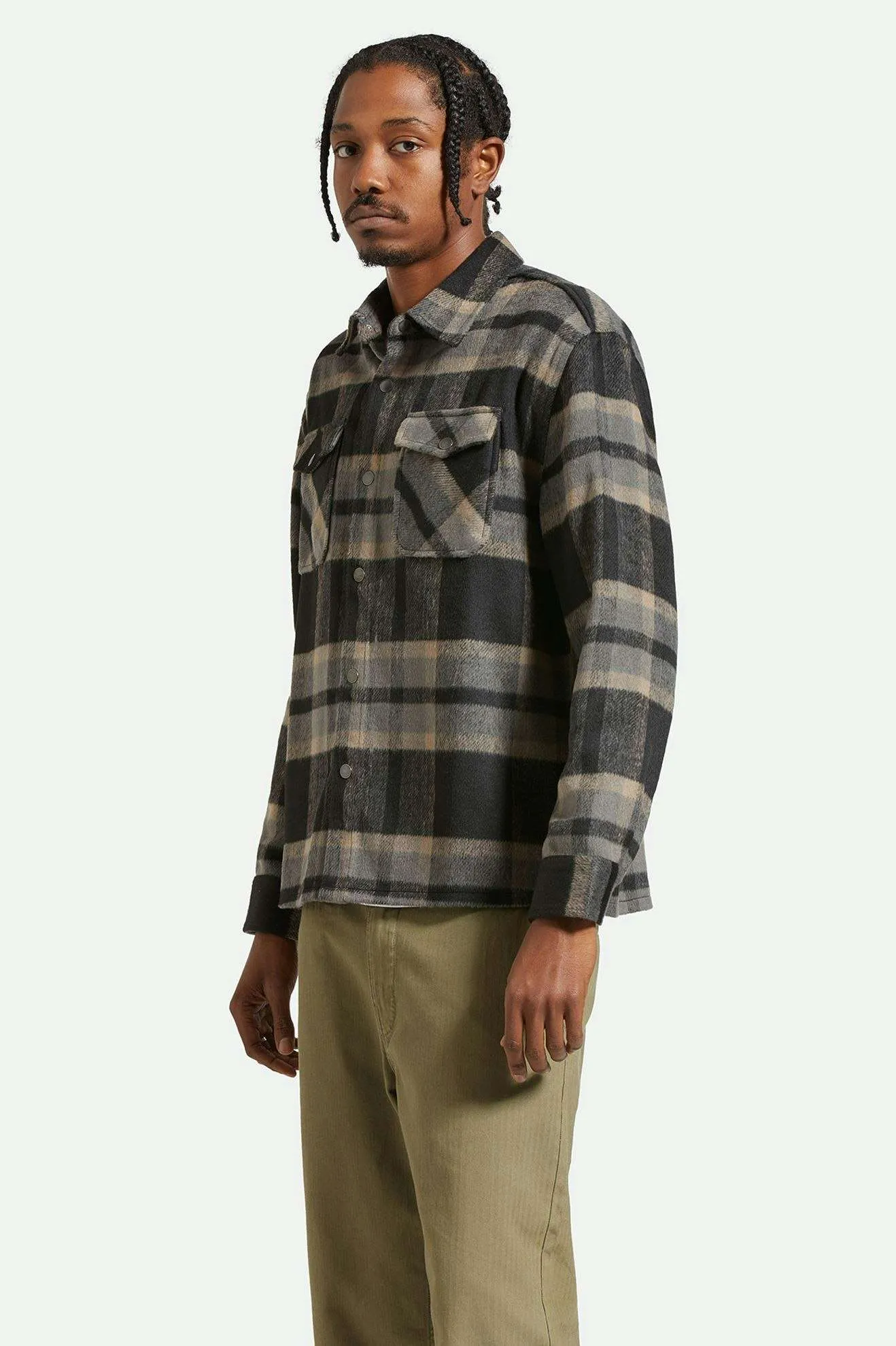 Selden Soft Brushed L/S Flannel Overshirt - Black/Charcoal