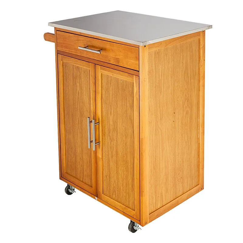 Simple fashion Moveable Kitchen Cart with Stainless Steel Table Top Kitchen organize storage cabinet Home furniture