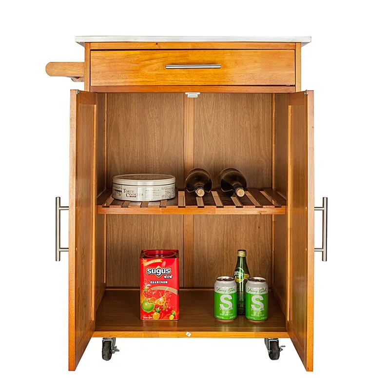 Simple fashion Moveable Kitchen Cart with Stainless Steel Table Top Kitchen organize storage cabinet Home furniture