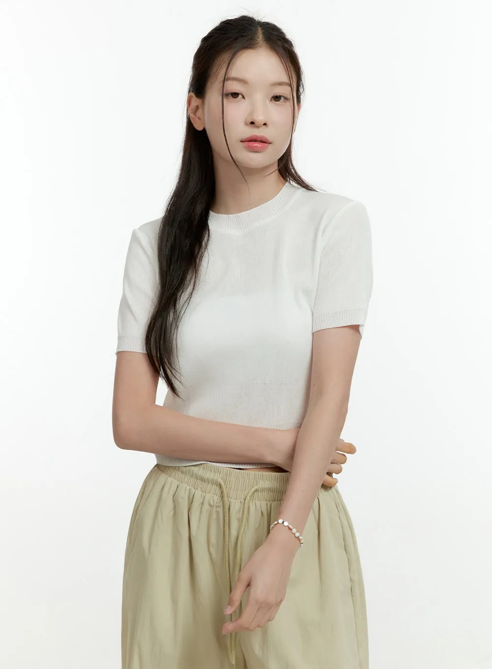 Simple Short Sleeve Crop Top OL430