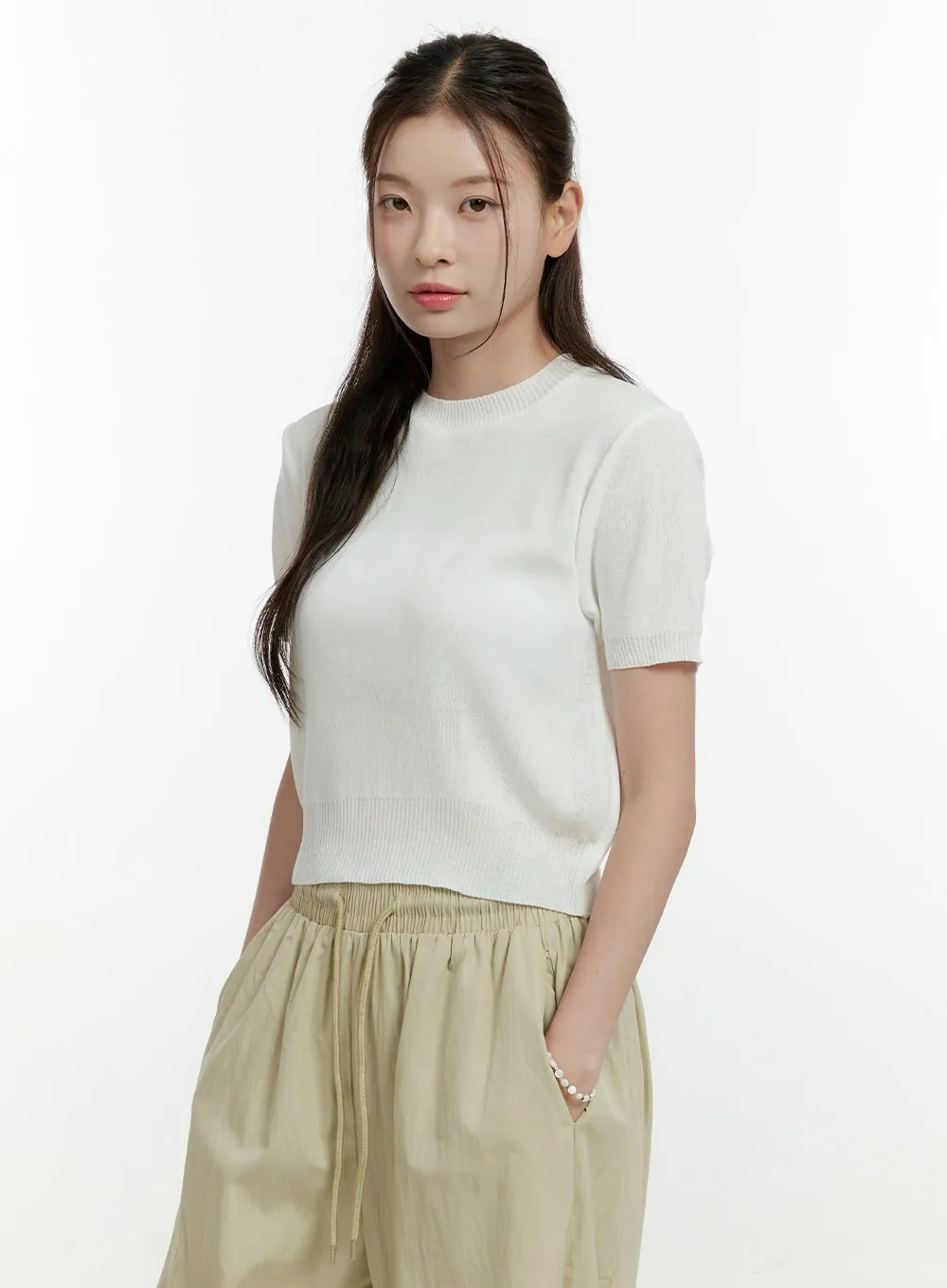 Simple Short Sleeve Crop Top OL430