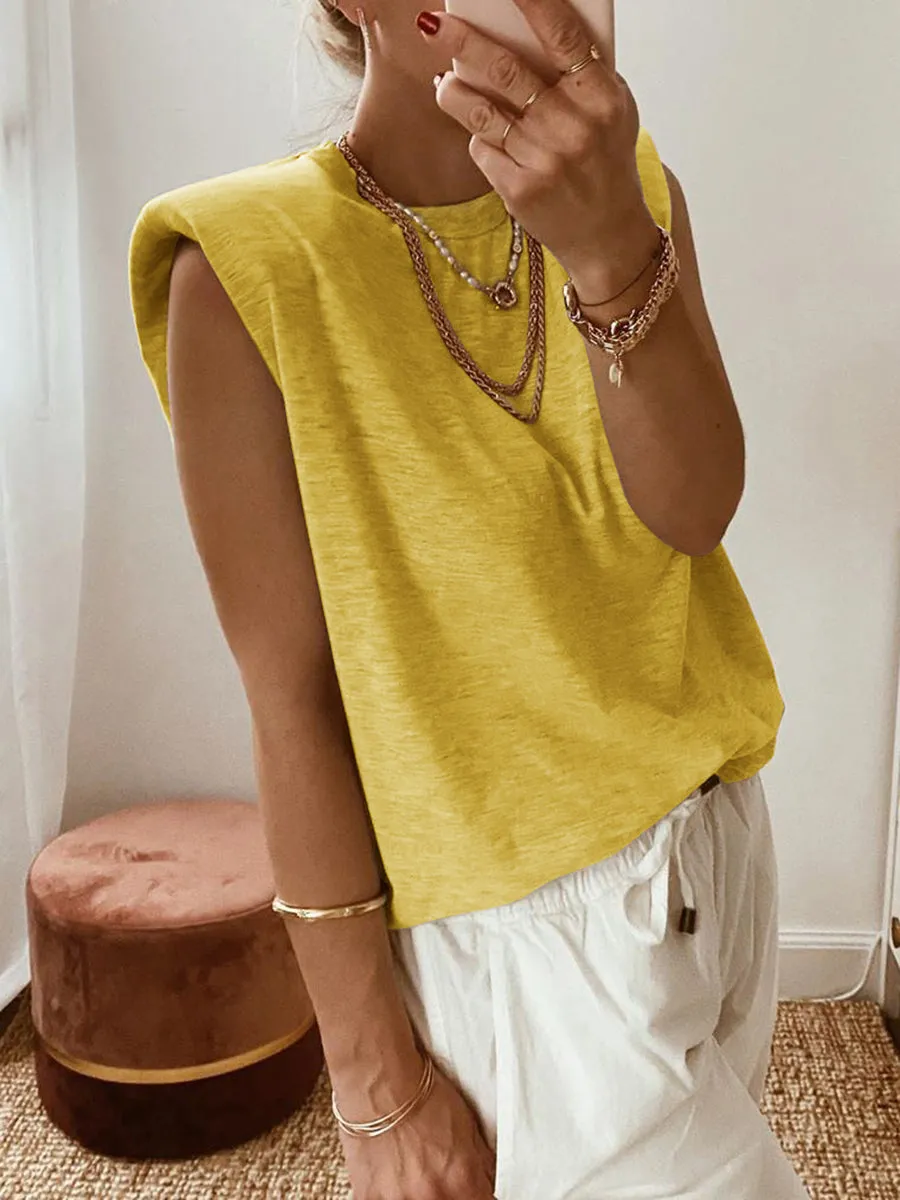 Solid Color Sleeveless T-Shirt