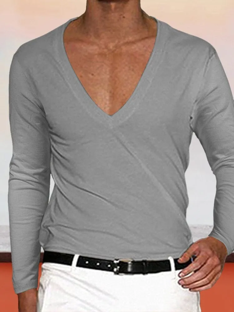 Solid Color V-neck T-Shirt