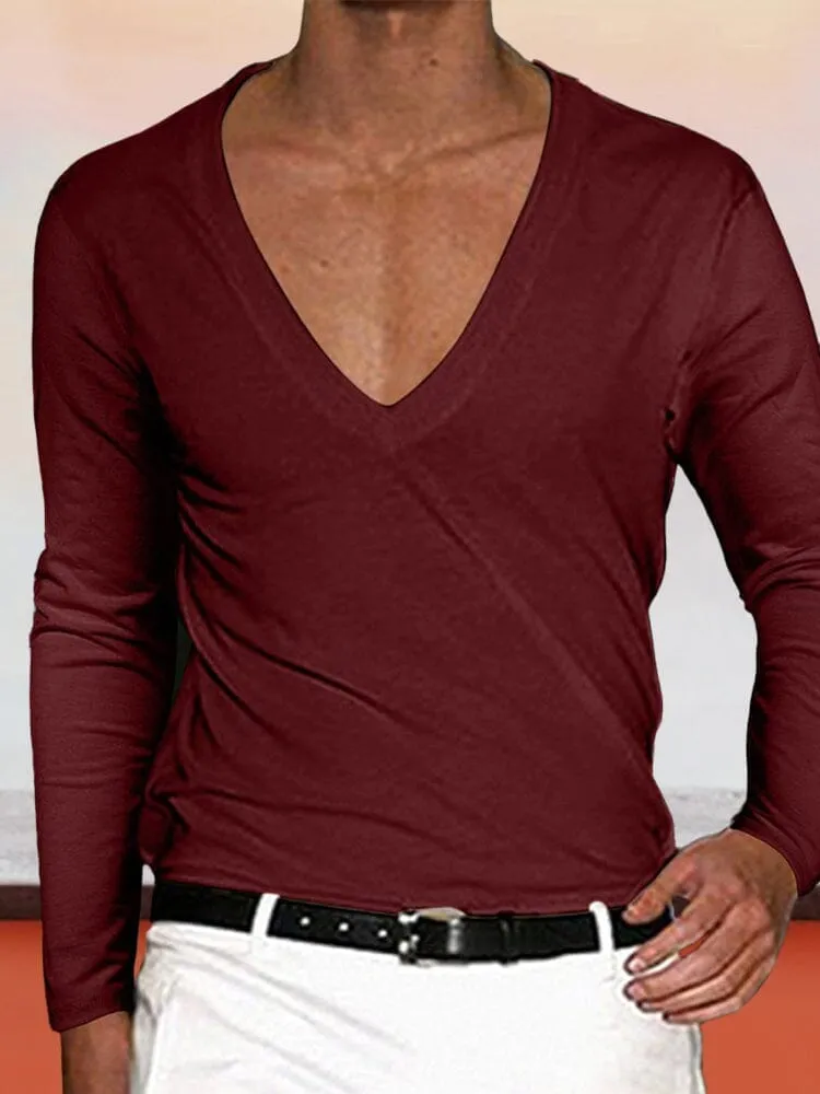 Solid Color V-neck T-Shirt