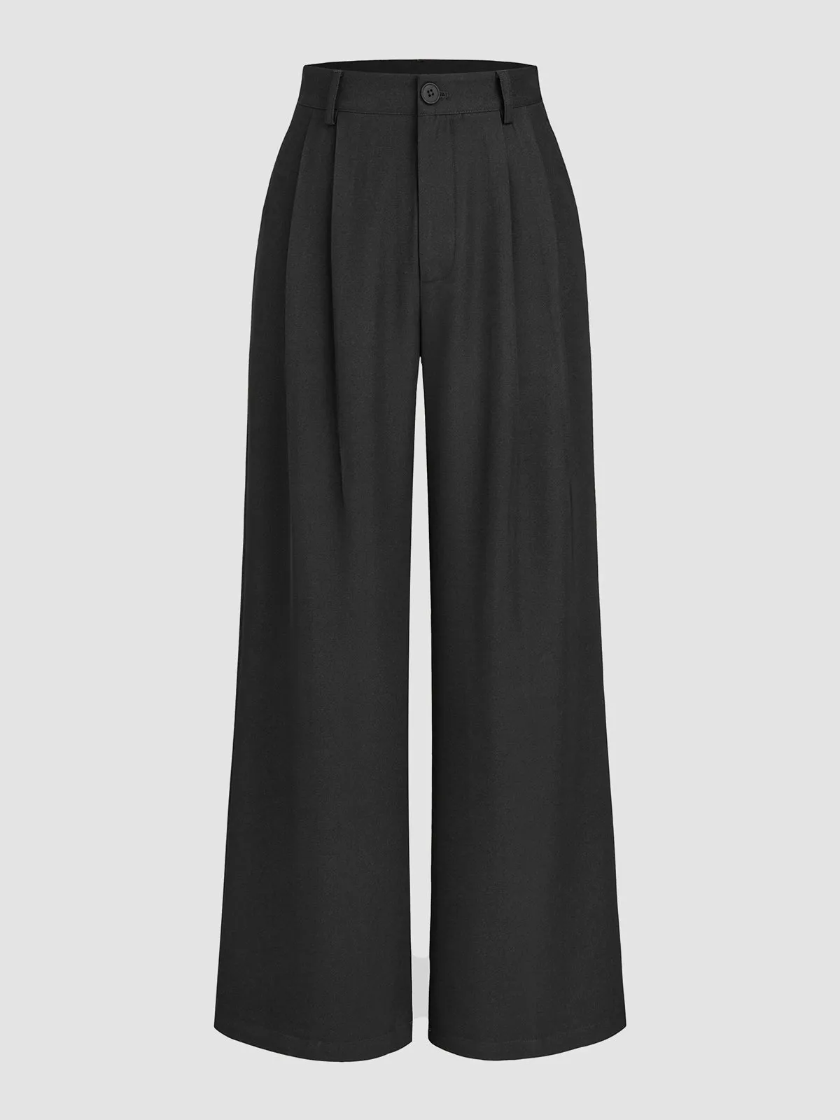 Solid Straight Wide-Leg Pants