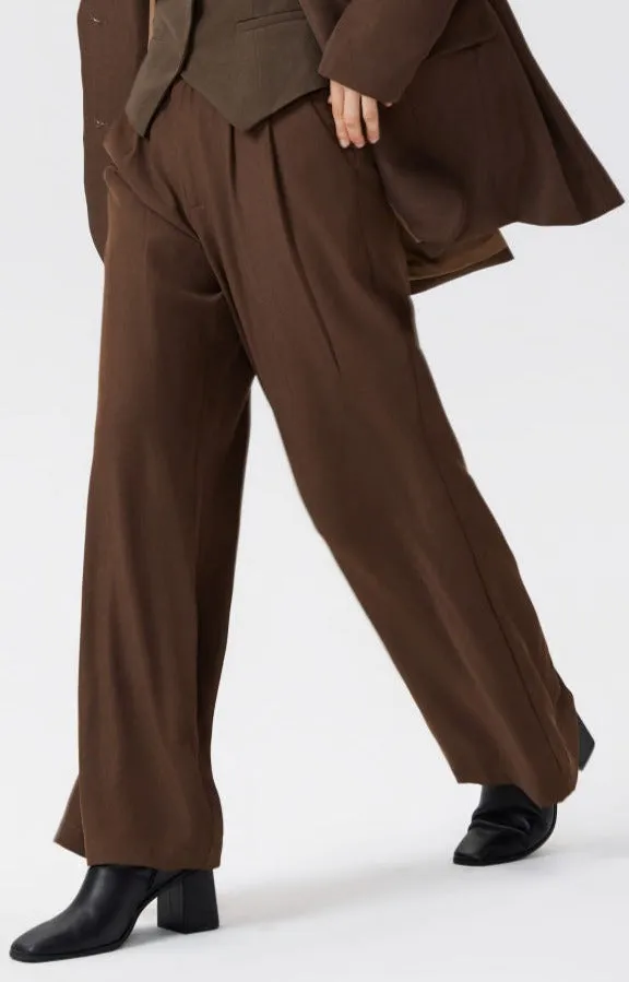 Solid Straight Wide-Leg Pants