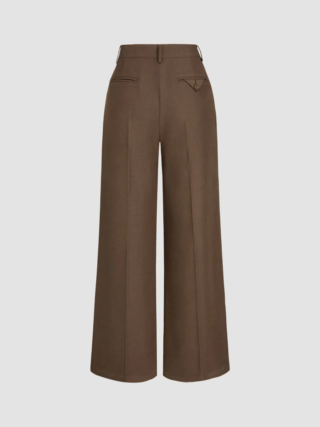 Solid Straight Wide-Leg Pants