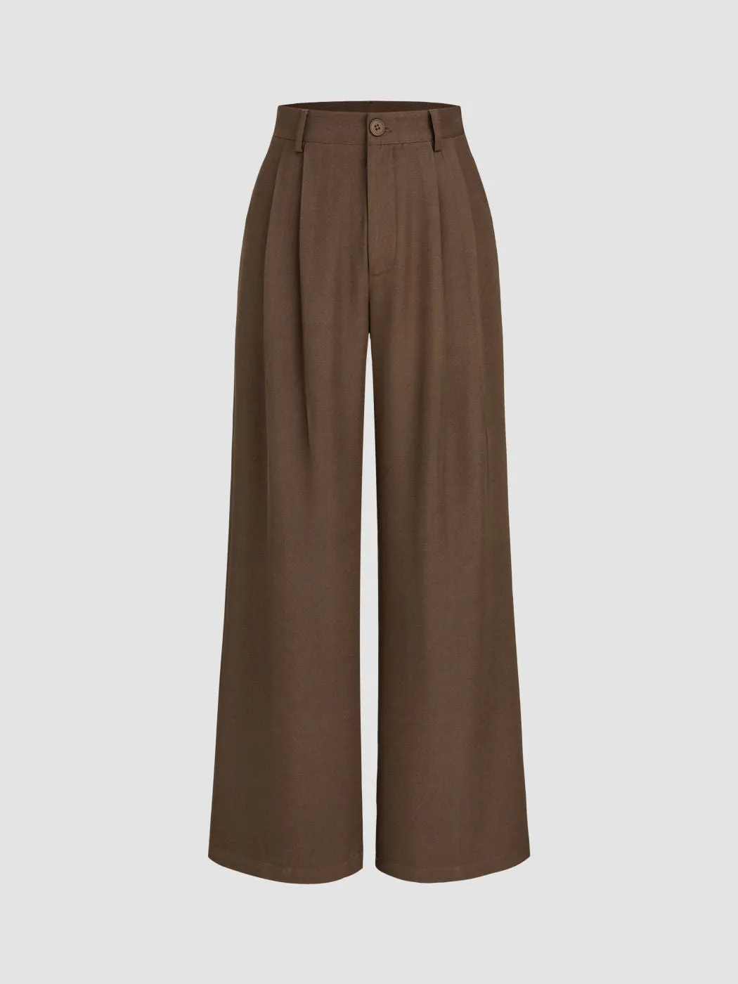 Solid Straight Wide-Leg Pants