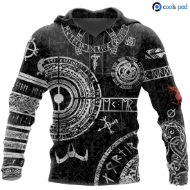 Sublimation Vikings Tattoo On Hoodie, Hoodie With Viking Pattern For Men Women, Hoodie Viking